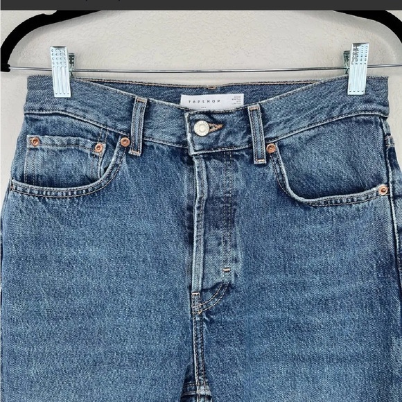 ‼️ Topshop Petite 24 Dad Straight Leg medium.light washed distressed jean!! - Picture 10 of 16